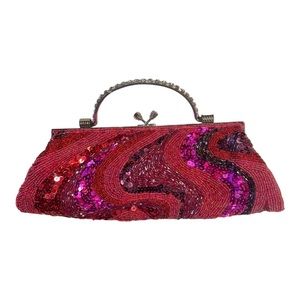 Jessica McClintock bead and sequin clutch with crossbody chain